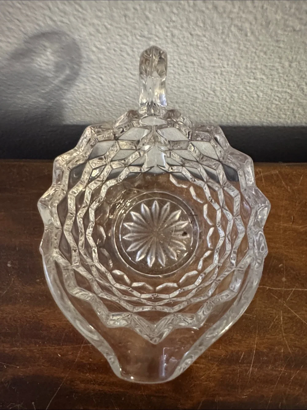 Vintage Glass Milk/Cream Pitcher Textured Cube Diamond Pattern Pressed Glass